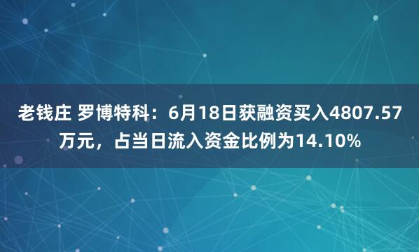 老钱庄 罗博特科：6月18日获融资买入4807.57万元，占当日流入资金比例为14.10%