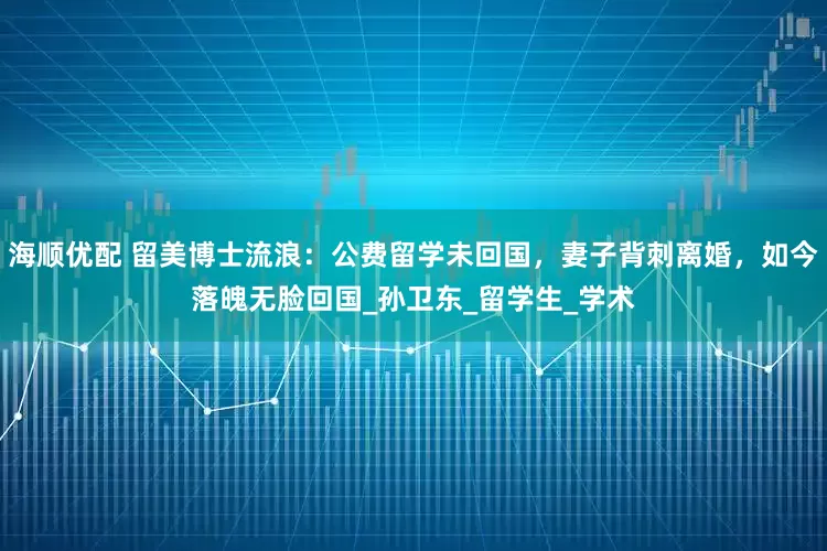 海顺优配 留美博士流浪：公费留学未回国，妻子背刺离婚，如今落魄无脸回国_孙卫东_留学生_学术