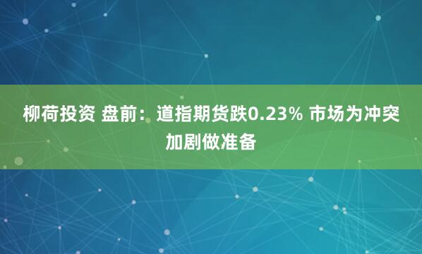 柳荷投资 盘前：道指期货跌0.23% 市场为冲突加剧做准备
